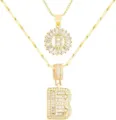 Goldfarbene mehrlagige Buchstabe B Halskette mit funkelnden Zirkonia Steinen Damen Mode. - Buchstabe B / Gold