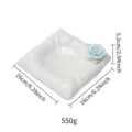 Handmade ceramic rose jewelry tray, white pillow shaped ring dish, 16x16cm bathroom decor. - Square Blue Flower