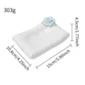 Handmade ceramic jewelry tray with blue rose, cute pillow shape ring dish for desktop storage. - Long Blue Floral