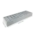 Gray velvet 10-slot rectangular bracelet display tray with precise size markings - Ice Grey Velvet / 35X9.5X3.5