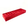 Red velvet 10-slot rectangular jewelry display tray for organizing bracelets and bangles. - Red Velvet / 35X9.5X3.5