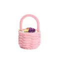 Caja para anillos en forma de mini cesta de flores rosa con rosas de tela de color - Rosa