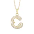 Gold Plated Letter C Pendant Necklace Sparkling Zircon Pavé Initial Clavicle Chain Jewelry - Letter C / Gold