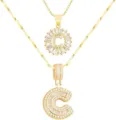 Goldene mehrlagige Buchstabe C Halskette mit Zirkonia, elegante Damenschmuck Kette. - Buchstabe C / Gold