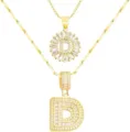 Goldfarbene mehrlagige Buchstabe D Halskette mit glitzernden Zirkonia Steinen, Schmuck. - Buchstabe D / Gold