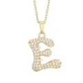 Gold Plated Letter E Pave Zircon Pendant Necklace Initial Clavicle Chain Fashion Jewelry - Letter E / Gold