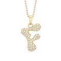 Gold Full Diamond Letter Pendant Necklace Zircon Copper Clavicle Chain Jewelry Gift Variant - Letter F / Gold