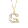 Gold-plated alphabet G letter pendant necklace with sparkling cubic zirconia pavé stones - Letter G / Gold