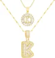 Geflochtene goldfarbene Halskette mit funkelnden Zirkonia Buchstaben K Anhängern. - Buchstabe K / Gold