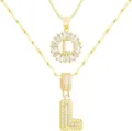 Zweilagige goldfarbene Zirkonia Buchstabe L Anhänger Halskette eleganter Modeschmuck - Buchstabe L / Gold