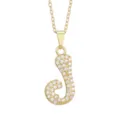 Gold Letter J Pendant Necklace with Zirconia Pavé Fashion Jewelry Variant Choice Item - Letter J / Gold