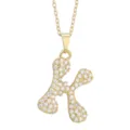 Gold Paved Cubic Zirconia Letter K Pendant Necklace Chic Bubble Initial Choker Jewelry - Letter K / Gold
