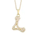 Gold pavé zircon letter heart pendant necklace, exquisite sparkling clavicle chain. - Letter L / Gold