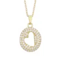 Gold Paved Zircon Letter Heart Pendant Necklace Fashion Clavicle Chain Jewelry Gift - Letter O / Gold