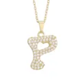 Gold initial letter P pendant necklace with sparkling cubic zirconia, elegant clavicle chain. - Letter P / Gold