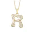 Gold-plated pave zirconia letter R pendant necklace dainty fashion clavicle chain jewelry - Letter R / Gold