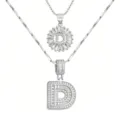 Mehrlagige Zirkon Buchstabe D Anhänger Halskette Kupfer Zirkonia Modeschmuck für Damen - Buchstabe D / Silber