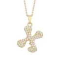 Gold Plated Copper Paved Cubic Zirconia Letter Pendant Necklace Sparkly Clavicle Chain - Letter X / Gold
