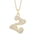Gold Letter Z Pave Zirconia Pendant Necklace Sparkly Dainty Fashion Jewelry Gift Box - Letter Z / Gold