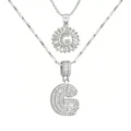 Silberne, mehrlagige Buchstaben G Halskette mit funkelnden Zirkonia Steinen, eleganter Schmuck. - Buchstabe G / Silber