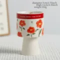 Ceramic scented candle cup high-footed retro flower design home decor party candle holder - Red Floral Candle Cup - Empty / White