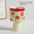 French retro ceramic scented candle cup with red flower pattern, elegant desktop decor - Red Floral Candle Cup - Empty / Milk Yellow