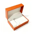 Joyero de cuero PU naranja de alta calidad para exhibir relojes y pulseras de regalo - 16.5X11X7 / Ranuras de Exhibición de 5 Piezas (L1483) / Exterior Naranja Interior Blanco