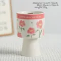 Ceramic high foot scented candle cup pink floral retro table decor candlestick - Pink Floral Candle Cup - Empty / White