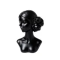 Elegante busto de resina negra para la exhibición de joyas, collares y pendientes - Resin Closed-Eye Girl - Black