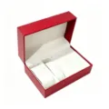 Caja de relojes y joyas de cuero PU rojo elegante con forro de terciopelo blanco suave - 16.5X11X7 / Ranuras de Exhibición de 5 Piezas (L1483) / Exterior Rojo Interior Blanco