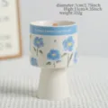 French retro ceramic scented candle jar high foot blue floral decorative candle holder - Blue Floral Candle Cup - Empty / White