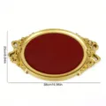 Vassoio per gioielli vintage dorato con fiocco e fiori, interno in velluto rosso, 38x25cm - 38x25cm / Borgogna