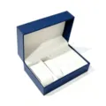 Caja de joyería de cuero PU azul marino para relojes y pulseras con un interior blanco - 16.5X11X7 / Ranuras de Exhibición de 5 Piezas (L1483) / Exterior Negro Interior Blanco