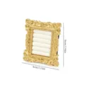 Soporte de anillo de resina dorada vintage con ranuras de tela blanca, 10x8 cm. - Estilo de Raya Vertical / Material de lino / Blanco