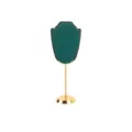 Soporte de exhibición de collares profesional en terciopelo verde oscuro y metal dorado - 16cm / Verde