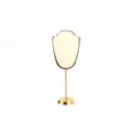 Elegante soporte de joyería en metal dorado con exhibidor de collar de terciopelo - 16cm / Beige