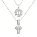 Zirkon Buchstabe Geschichtete Halskette Silber Kupfer Y Anhänger Damen Schmuck Top - Buchstabe Y / Silber