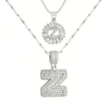 Wunderschöne doppelte Halskette in Silber mit funkelnden Zirkonia Steinen und Buchstabe Z. - Buchstabe Z / Silber