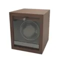 Close-up view of a wooden automatic watch winder with dark walnut grain finish. - Without Color Box / Black Walnut Grain With Grey Interior