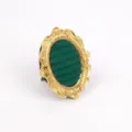 Vintage gold ornate resin jewelry display stand with green velvet slots for rings - Oval Ring Velvet Style / 12 x 10cm / Dark Green