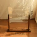 Detailed dimension view of the wooden earring display stand with clear acrylic board - Square 4 Rows / Walnut Base Transparent Board