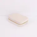 Portable cream quilted jewelry box for travel storage featuring a gold metal zipper - 16.5x11.5x5cm / White
