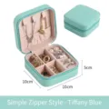 Tiffany blue portable jewelry organizer travel storage box for rings and earrings - 10*10*5cm / Blue Gold