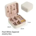 Compact portable travel jewelry organizer box in pearl white finish - 10*10*5cm / Pearl White