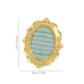 Vintage gold resin jewelry display frame with velvet ring slots, dimensions 4.72x3.94 inches - Oval Ring Velvet Style / 12 x 10cm / Bean Green