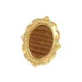 Vintage golden oval resin jewelry display stand with brown velvet ring slots for storage - Oval Ring Velvet Style / 12 x 10cm / Brown