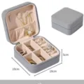 Portable grey travel jewelry storage box with ring slots and necklace hooks, 10x10x5cm - 10*10*5cm / Gray