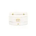 Elegant white double-layer portable jewelry storage box with gold hardware handle - 20*15*10.5cm / White