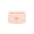 Elegant pink double-layer jewelry box with golden lock and handle for jewelry storage. - 20*15*10.5cm / Light Pink