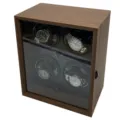 Caricatore automatico per 4 orologi in legno di noce con rotazione fluida - Black walnut pattern 4 table positions + 5 gears + bingxin blue ambient light